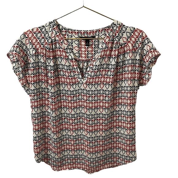 Banana Republic Factory Geometric Short Sleeve Blouse Size Small - Picture 1 of 7